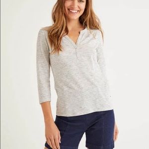 Boden Cotton Notch Tee Ivory-Navy M